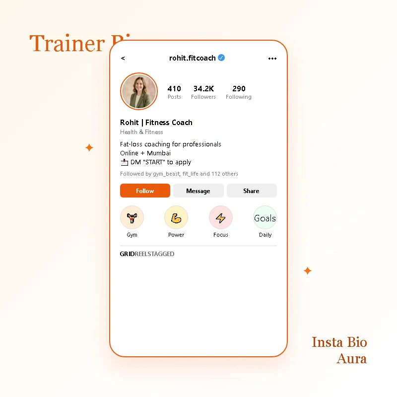 Gym Page and Personal Trainer Instagram Bios