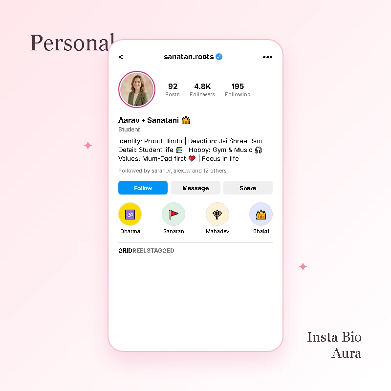 Personalise Hindu Instagram Bio with Name Birthday City or Hobby