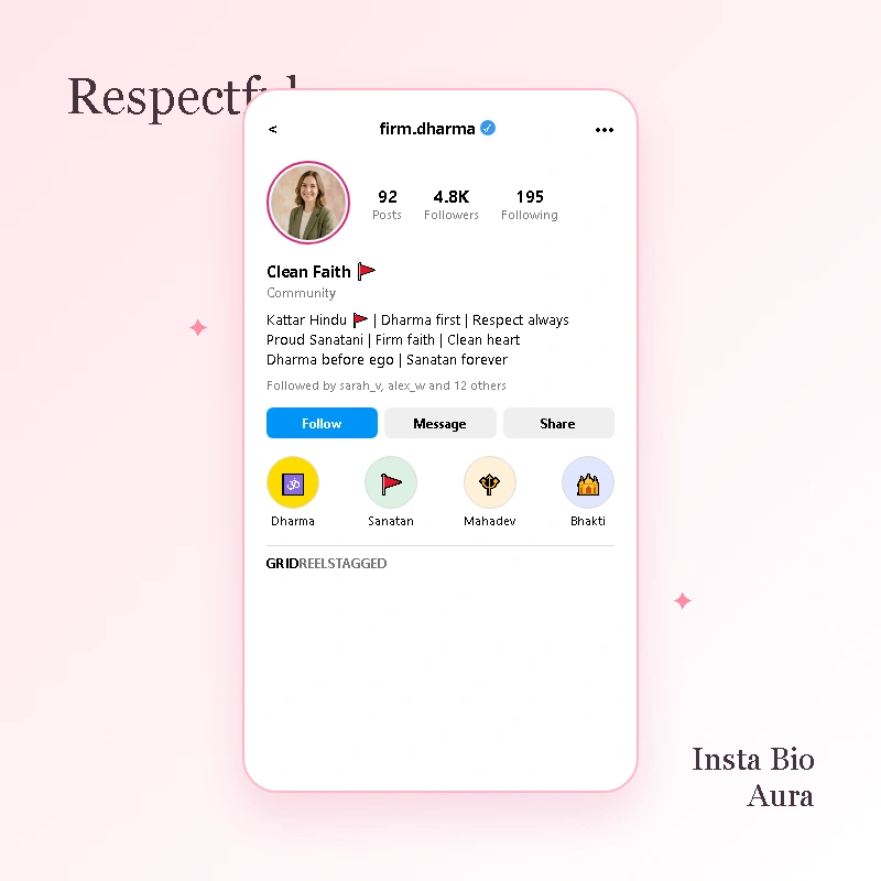 Respectful Kattar Hindu Bio for Instagram