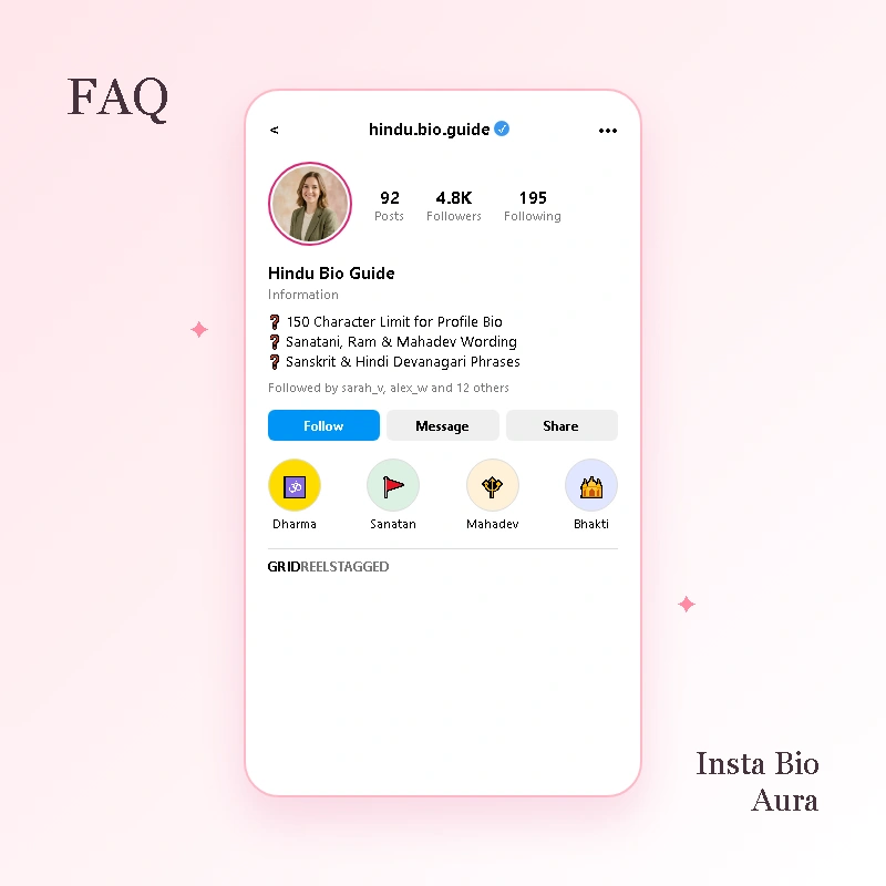 FAQ Hindu Bio for Instagram