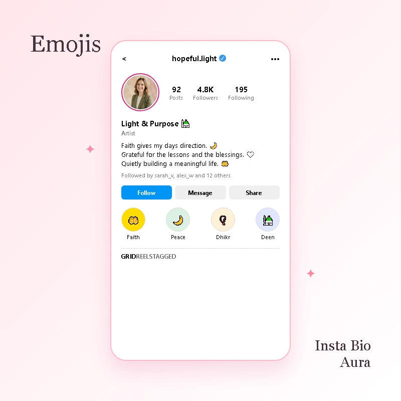 Emojis in Islamic Instagram Bio