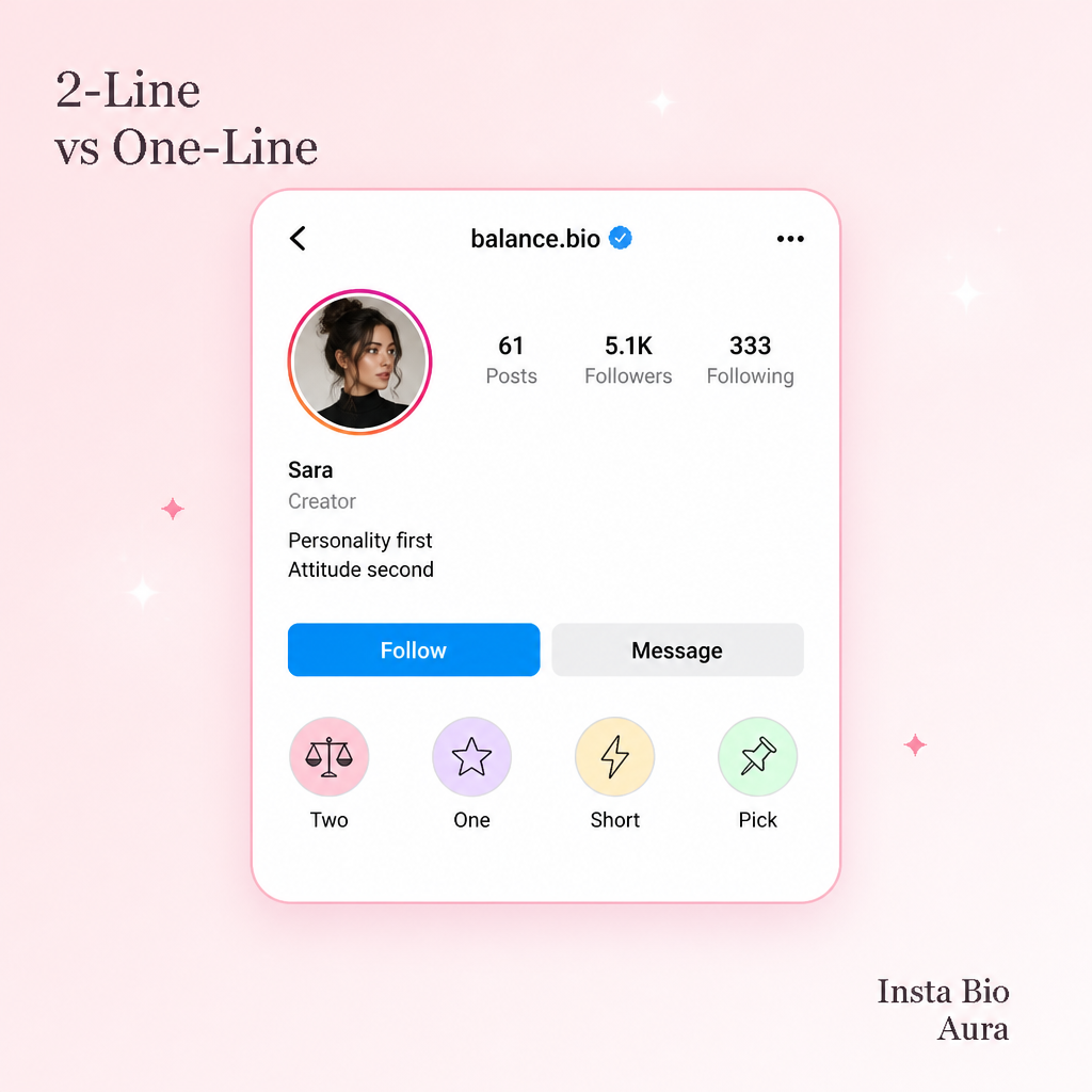 2-line vs one-line Instagram bio comparison for girls