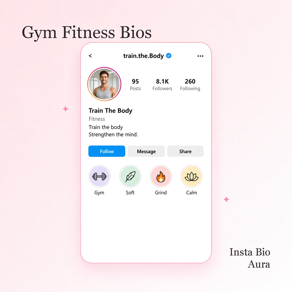 Gym and fitness 2-line Instagram bios for boys