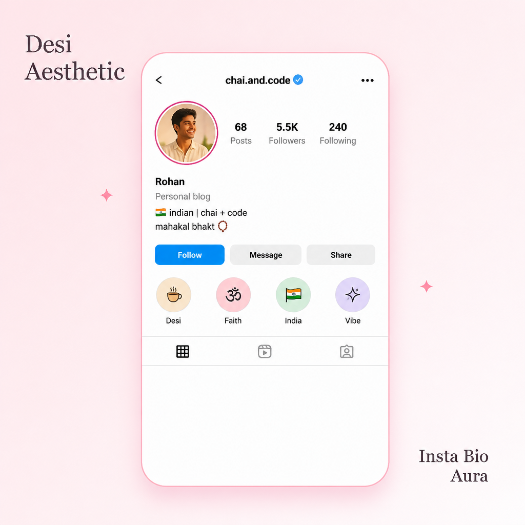 Desi Hinglish aesthetic bios for Instagram with India-first identity markers