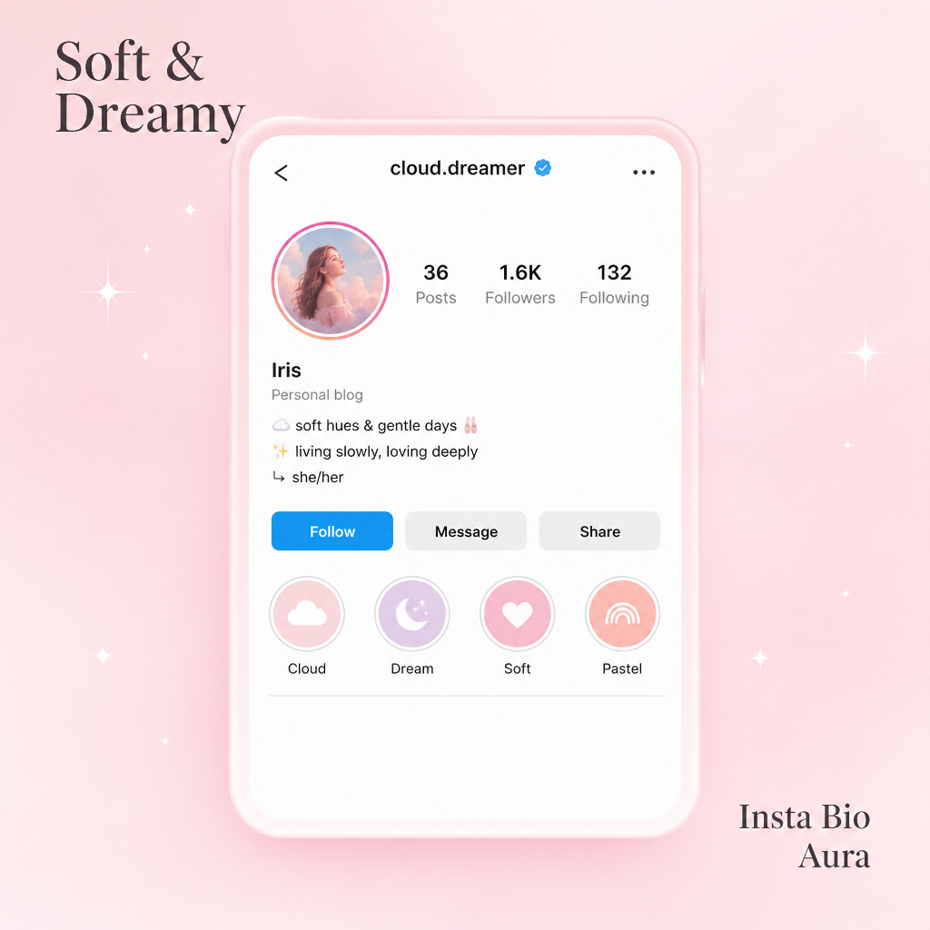 Soft and dreamy aesthetic Instagram bios for girls with pastel emojis