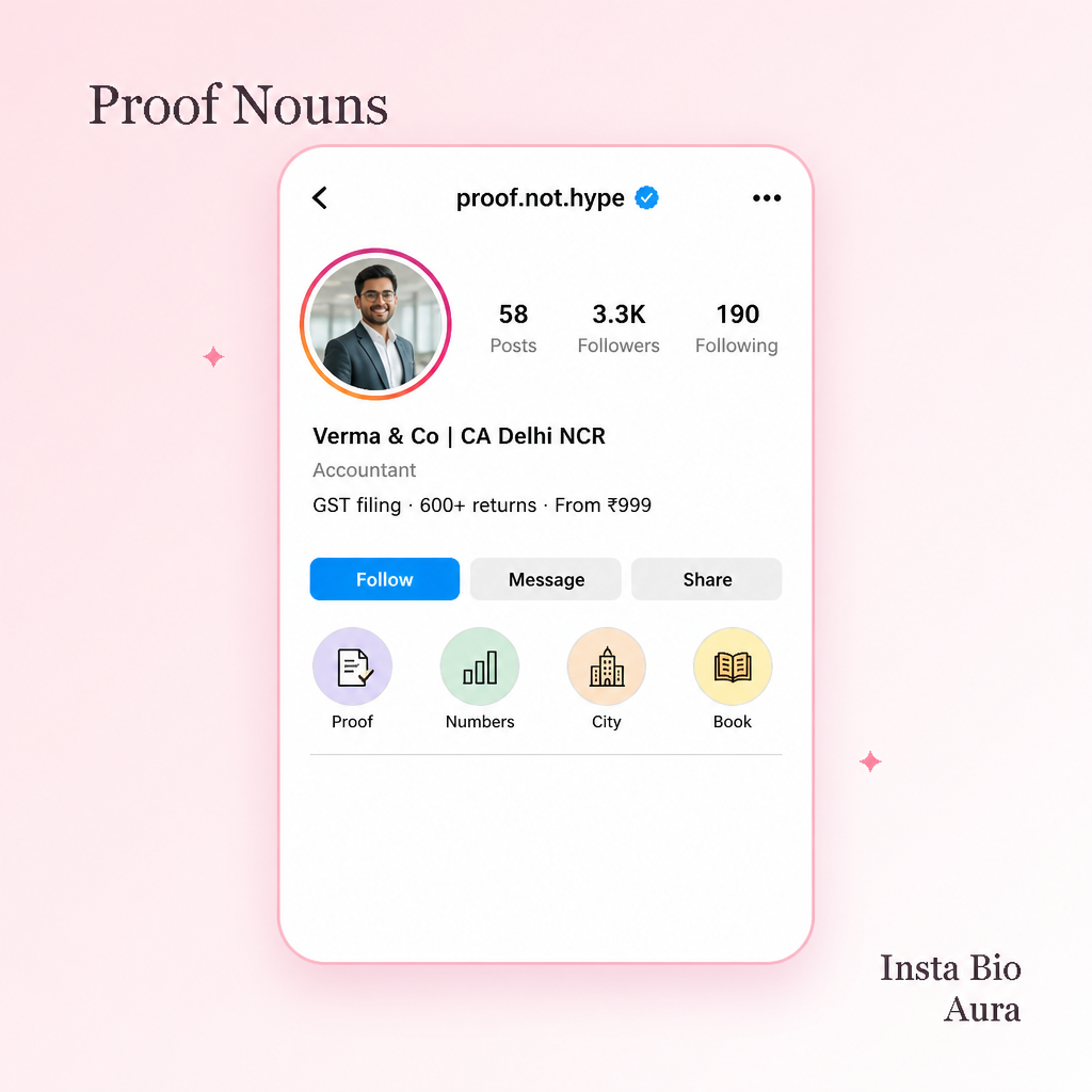 How to make a unique Instagram business bio with proof nouns and city