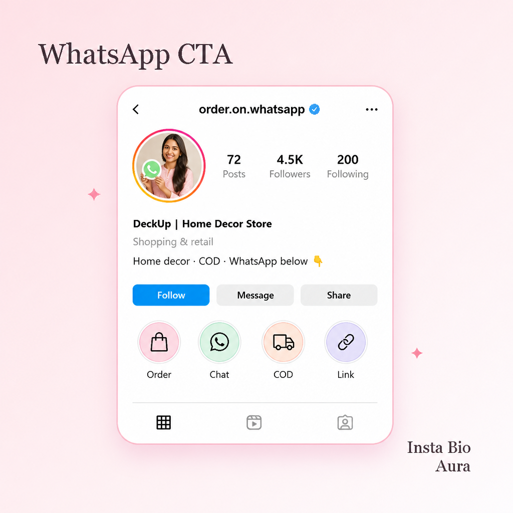 How to add WhatsApp wa.me link and contact buttons to Instagram business bio