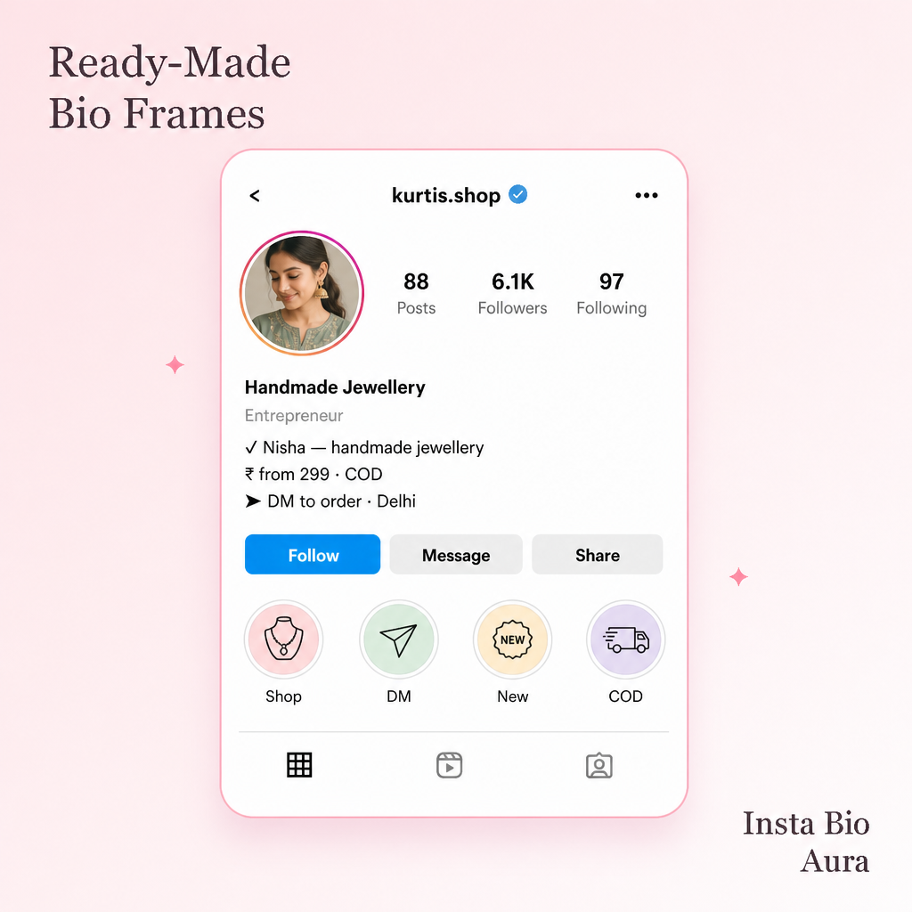 Ready-made Instagram bio symbol frames