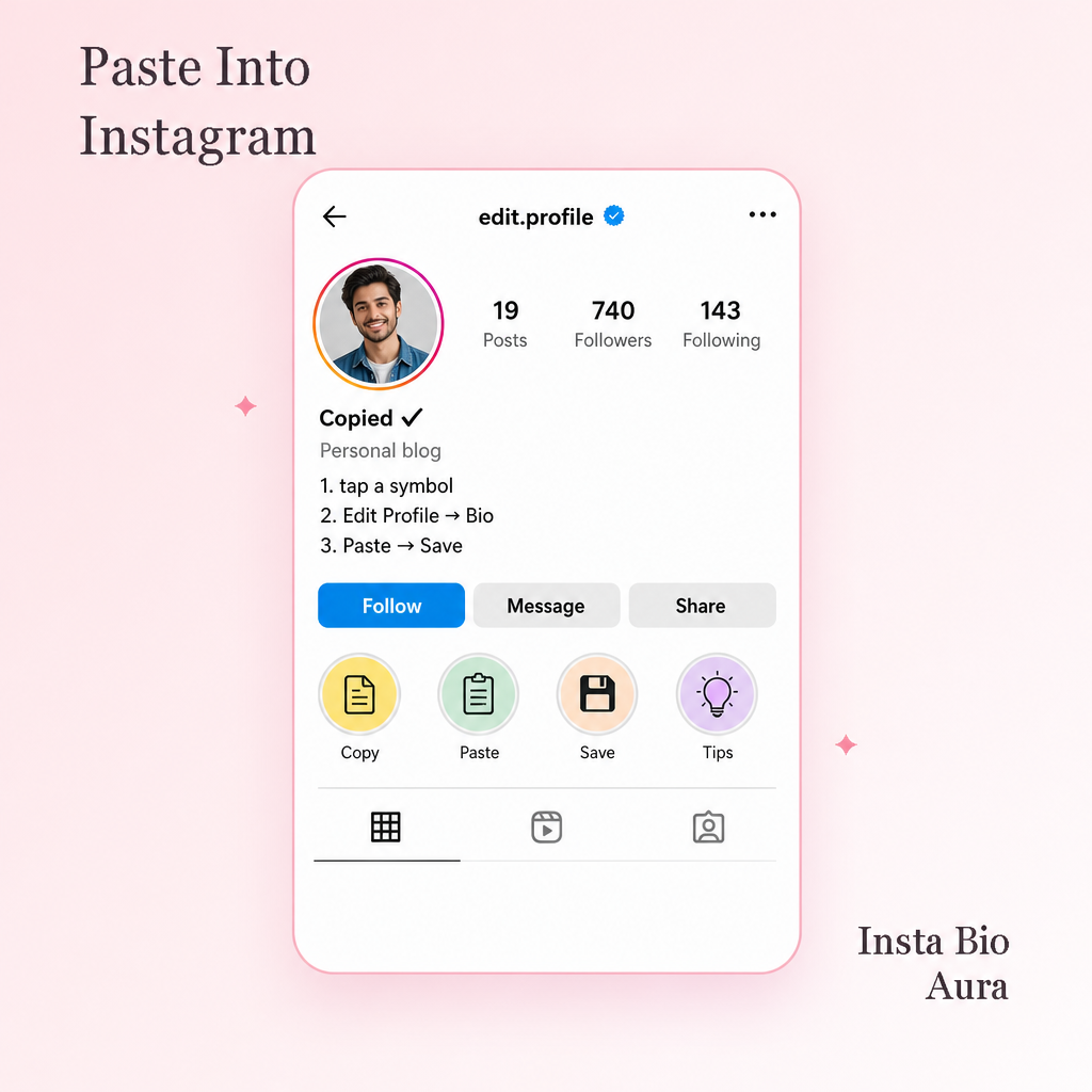 How to add symbols to an Instagram bio