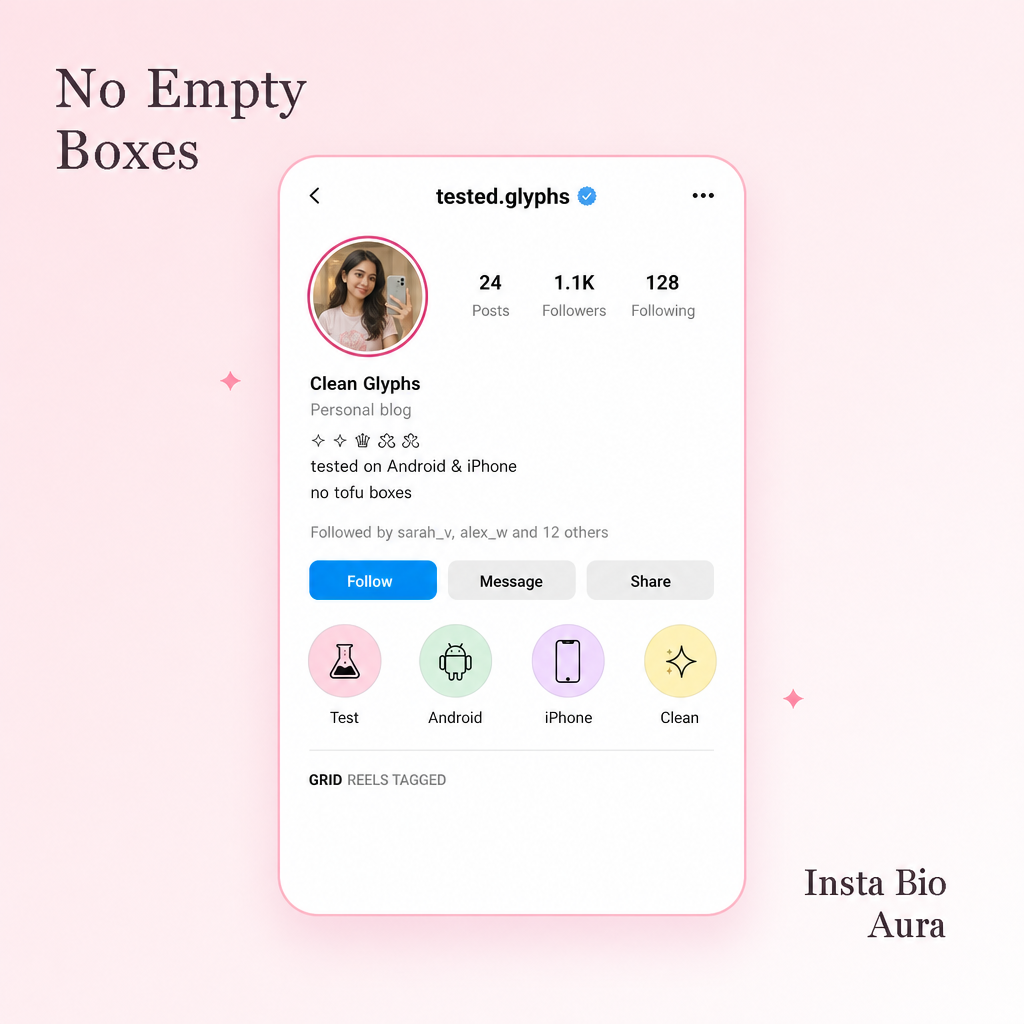 Why Instagram bio symbols show as empty boxes