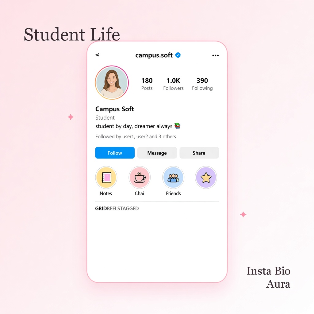 Cute bio ideas for students and college Instagram