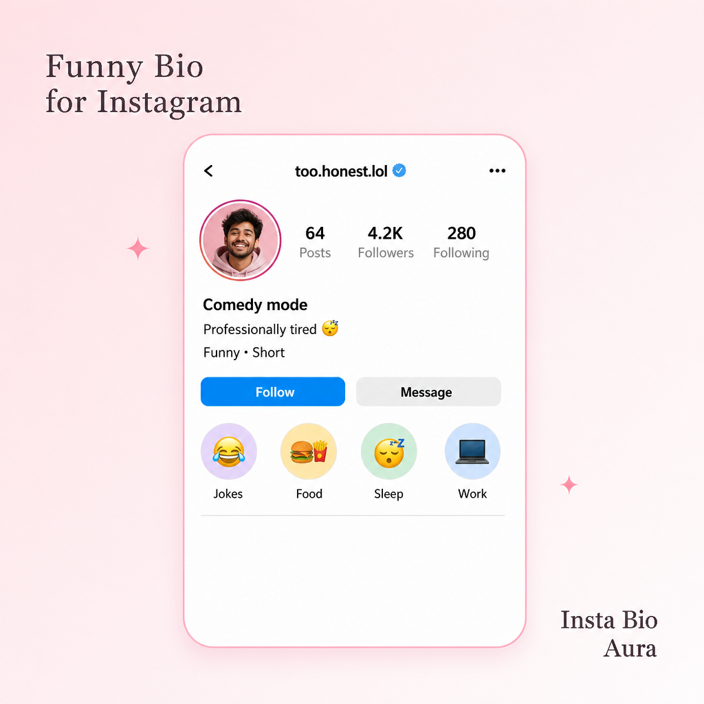 Shortlist of good funny bio for Instagram options with character counts