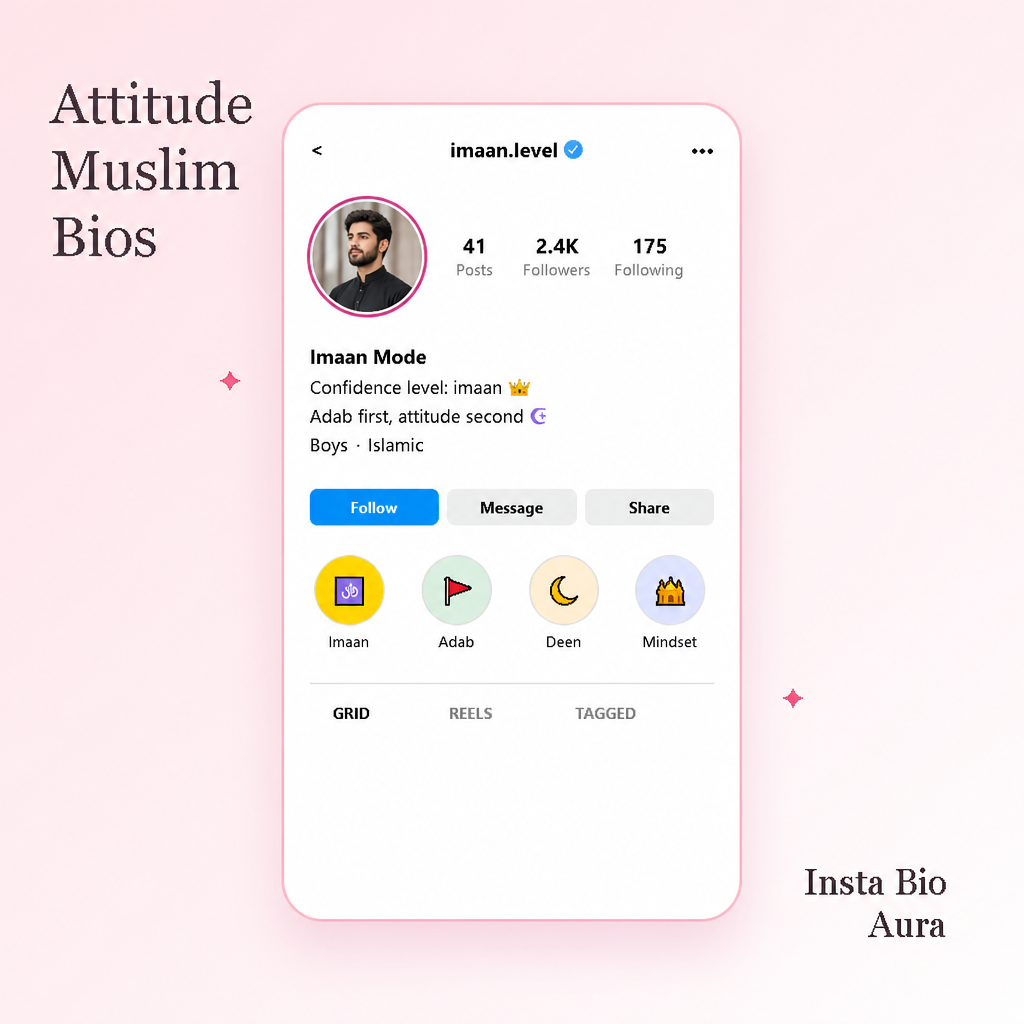 Attitude Muslim bio lines for boys — confidence level imaan