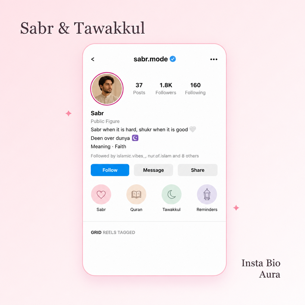 Sabr Tawakkul and deen over dunya bio meanings