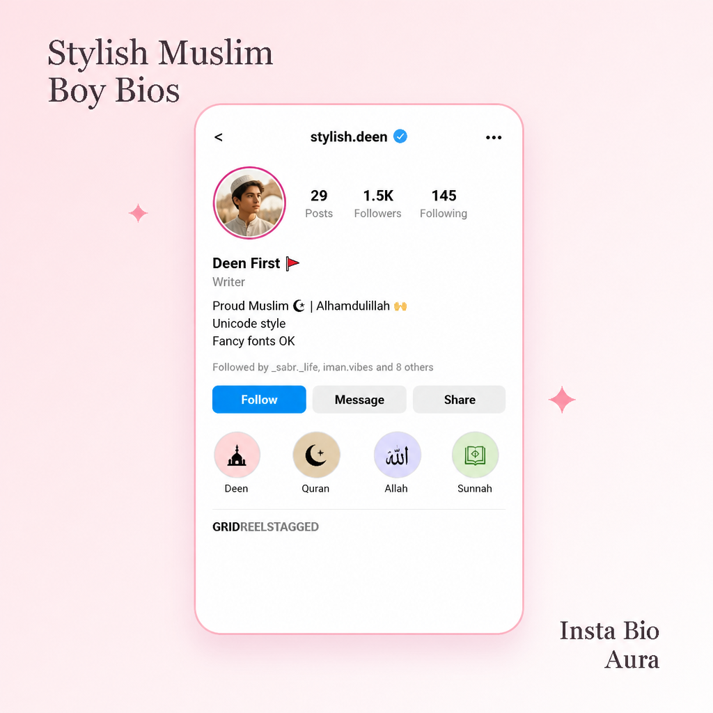 Stylish Muslim boy Instagram bios with fancy fonts
