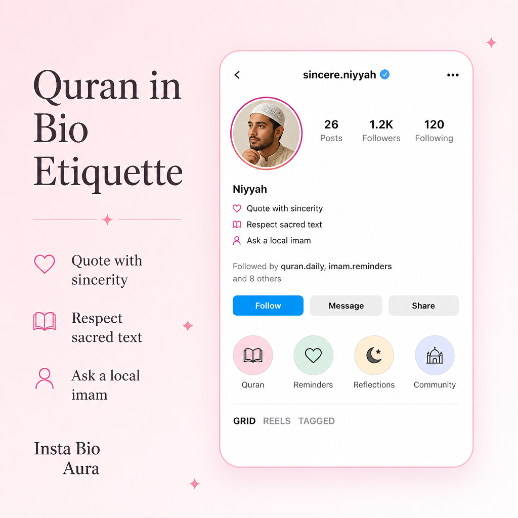 Quran verses and Allah name in Instagram bio etiquette