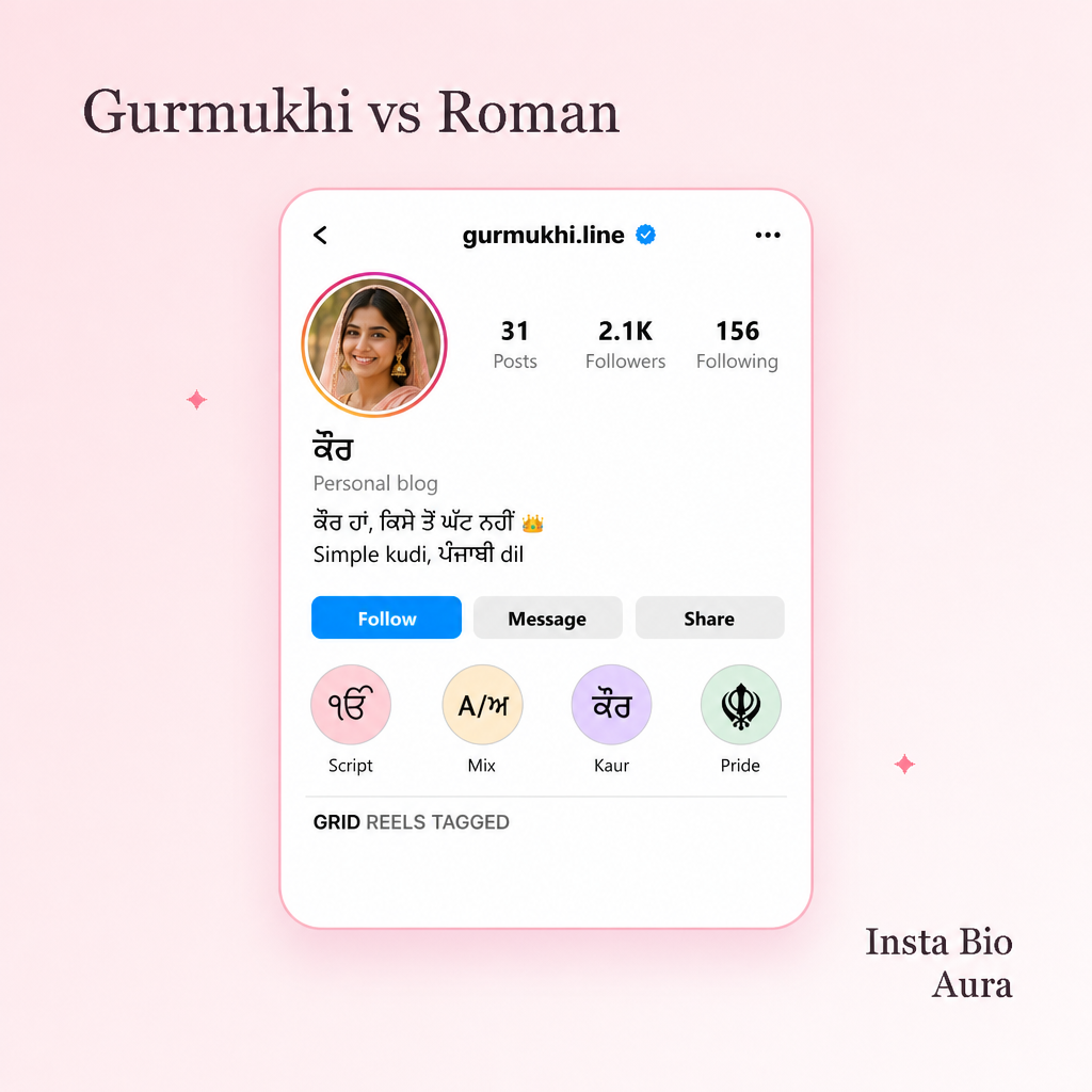 Punjabi vs Gurmukhi vs Roman script for Instagram bios