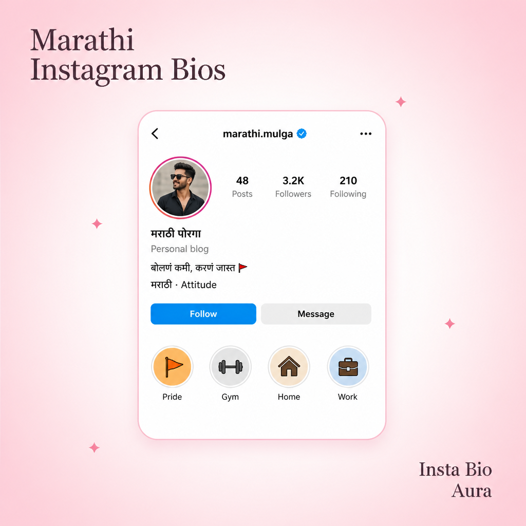 Instagram bio in Marathi profile example with Devanagari text under username
