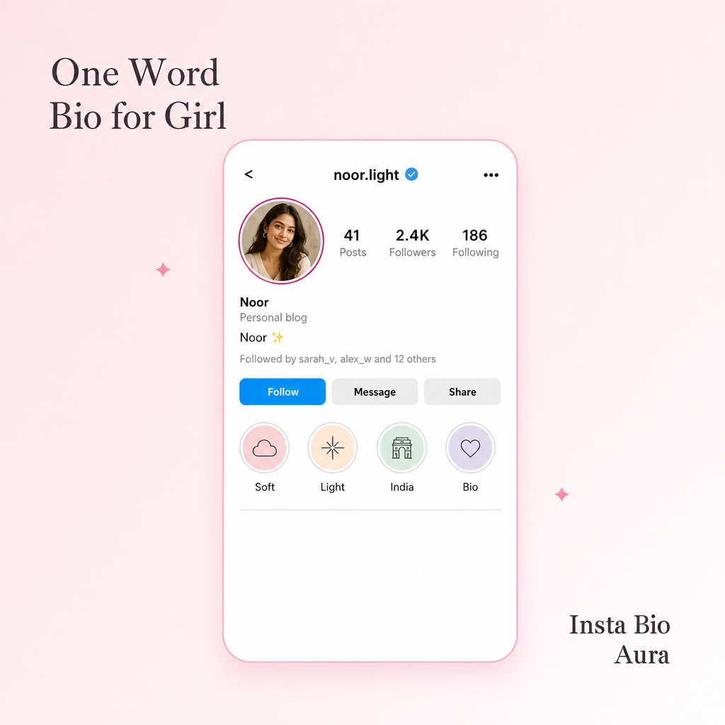 One word bio for Instagram for girl — Noor aesthetic idea