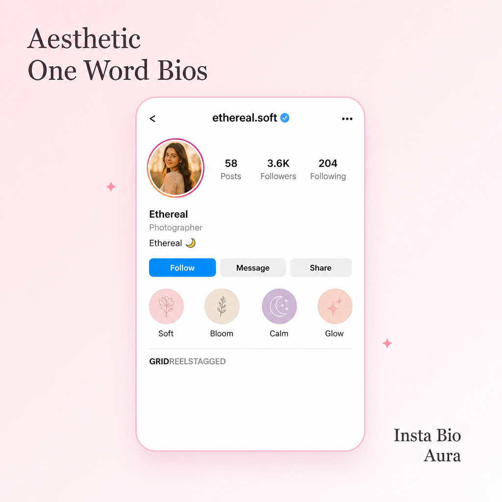 Aesthetic one word Instagram bios for girls — soft and serene