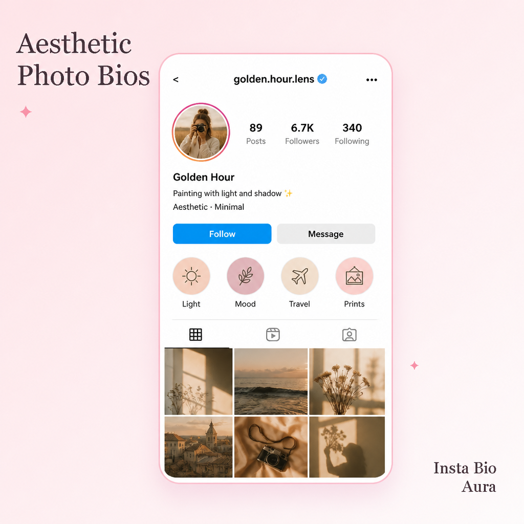 Emojis hashtags and keywords guide for photography Instagram bio