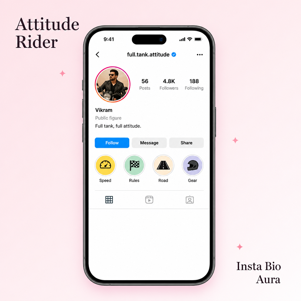 Attitude rider bio for Instagram lines that stay under 150 characters