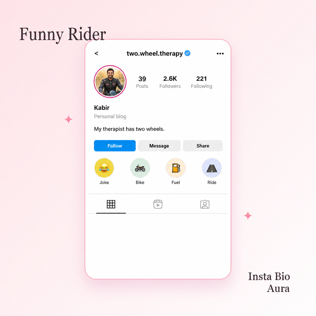 Funny rider bios for Instagram with one-line jokes that still fit