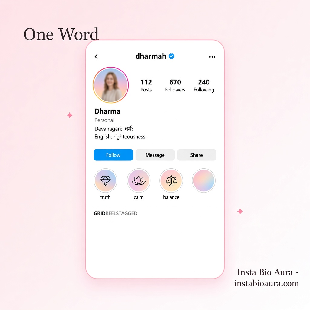 instabioaura.com One word Sanskrit Instagram bio