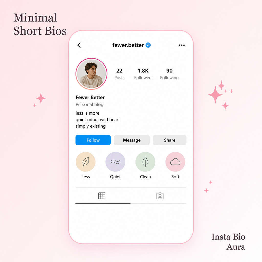 Minimalist and clean short aesthetic Instagram bios to copy